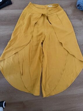 Tularosa Mustard Yellow Draped Wide-Leg Pants